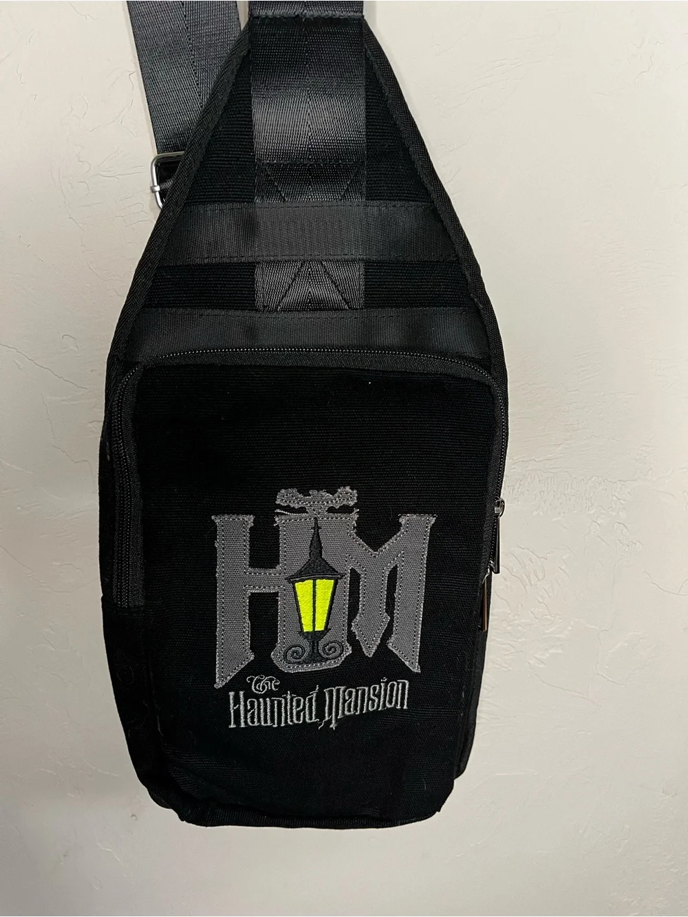 Disney Parks Haunted Mansion Green Glowing Lantern Sling Crossbody Bag Backpack